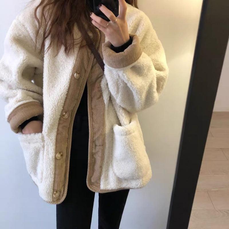 MEIS™ | Winter Color Matching Thick Sheep Wool Cotton Jacket